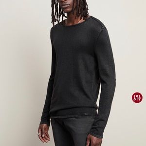 John Varvatos Walter Crewneck Acid Wash Gray Sweater M - Brand New w/ Tags